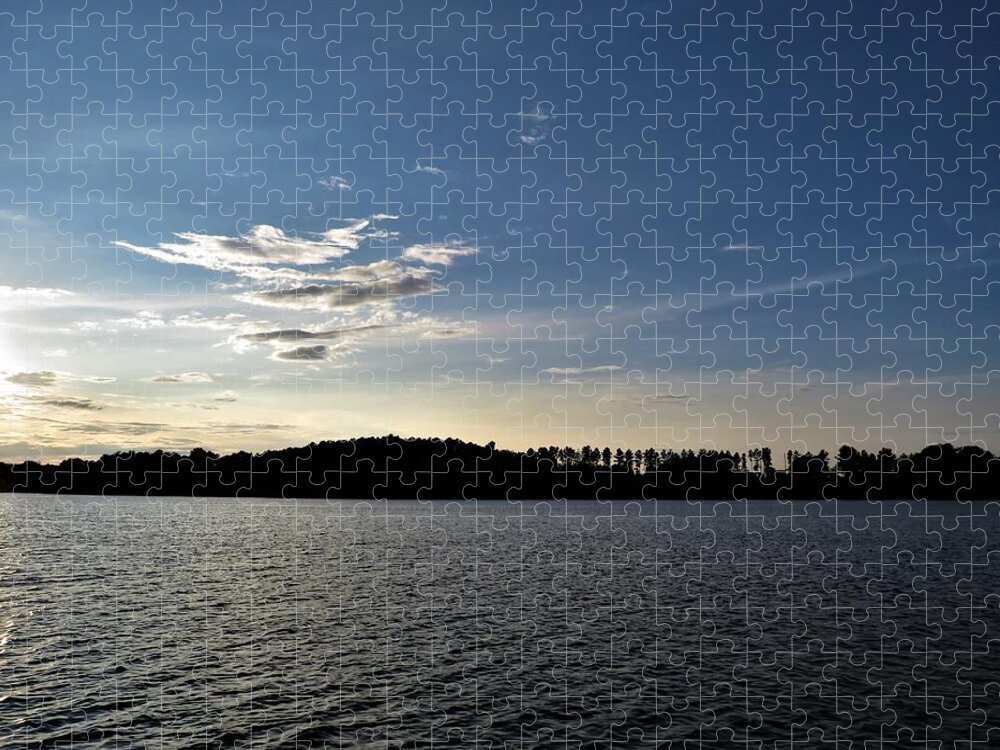 Lake Jigsaw Puzzle featuring the photograph Vanilla Feathers Dusk by Ed Williams