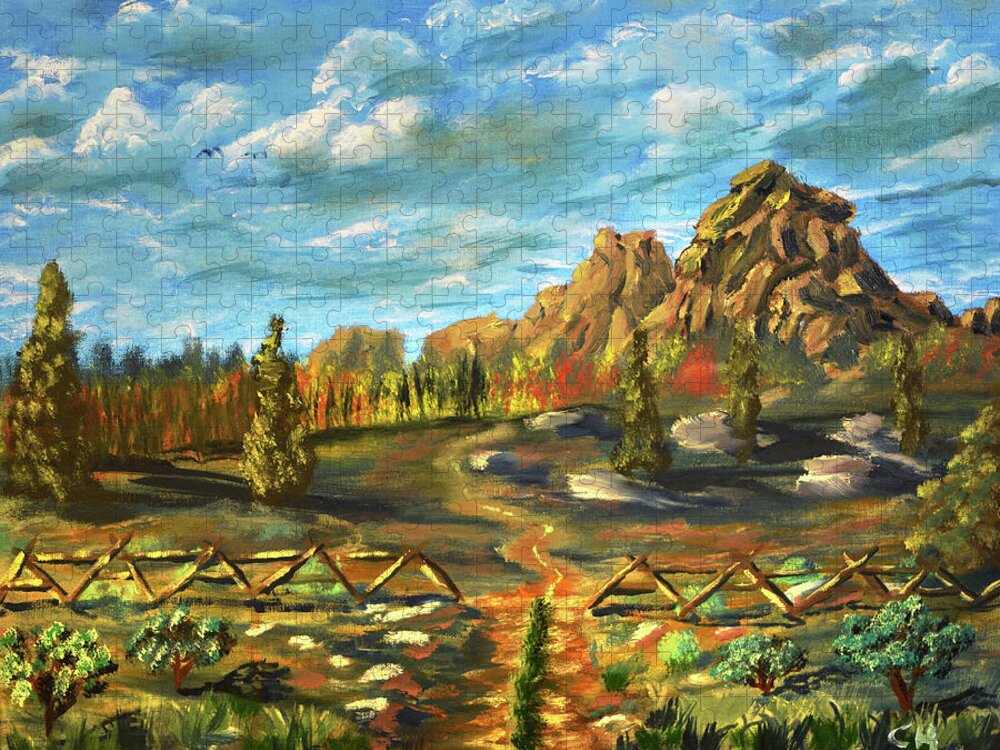 Vedauwoo Jigsaw Puzzle featuring the painting Vedauwoo Trail by Chance Kafka