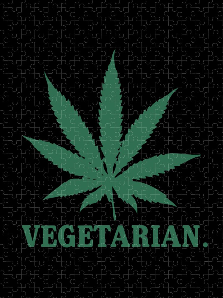 Funny Jigsaw Puzzle featuring the digital art Vegetarian Cannabis Weed by Flippin Sweet Gear