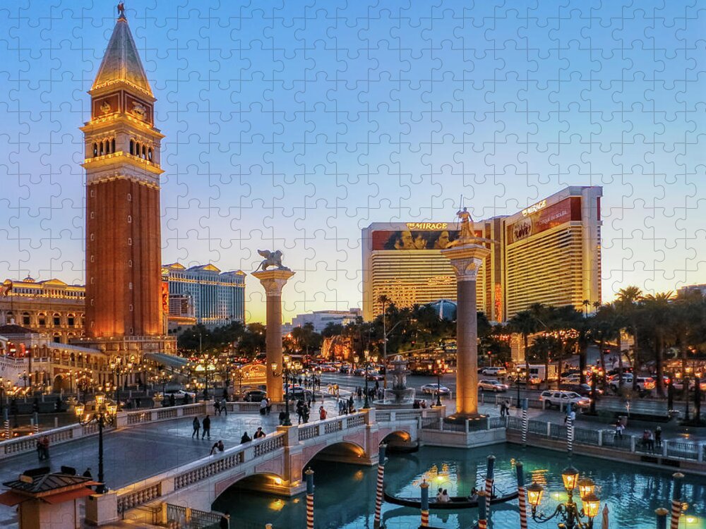 The Venetian Jigsaw Puzzle featuring the photograph Venetian hotel plaza, Las Vegas by Tatiana Travelways