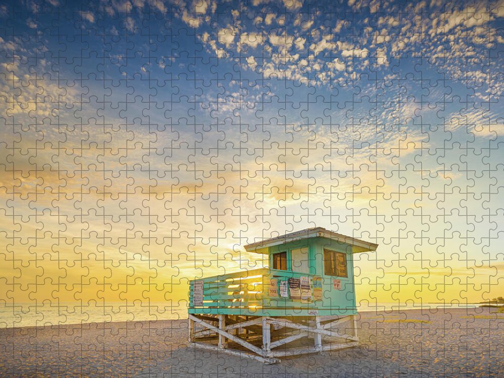 Venice Jigsaw Puzzle featuring the photograph Venice Beach At Sunset by Jordan Hill