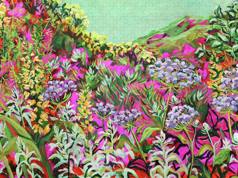 Flowers Jigsaw Puzzle featuring the painting Verdant Daydream by Anisa Asakawa