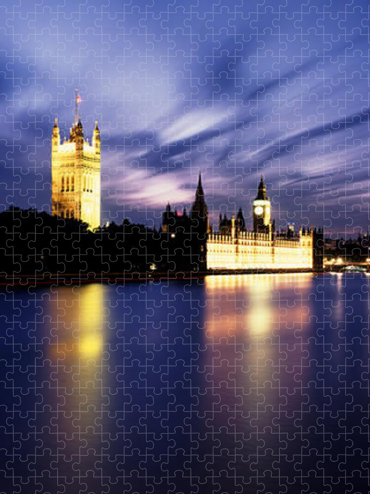 Panorama Jigsaw Puzzle featuring the photograph Vertical Panorama of Big ben and the Houses of Parliament by Sonny Ryse