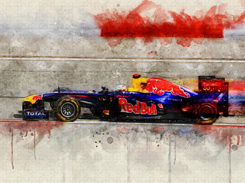 Formula 1 Jigsaw Puzzle featuring the digital art Vettel 2011 by Geir Rosset