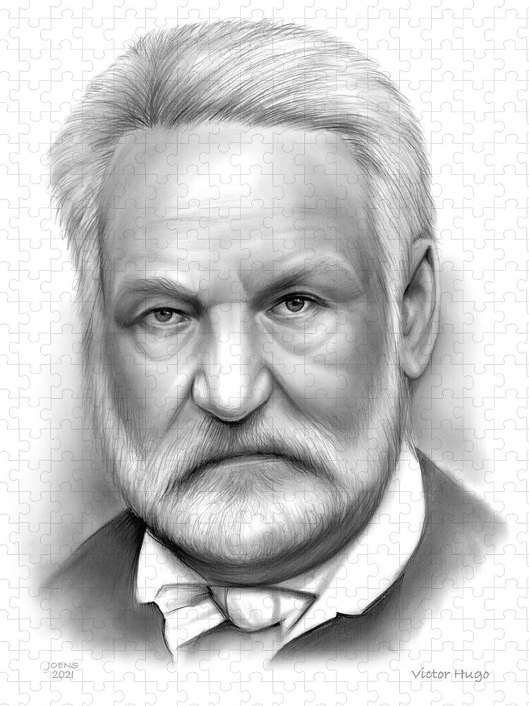 Victor Hugo Jigsaw Puzzle featuring the drawing Victor Hugo by Greg Joens