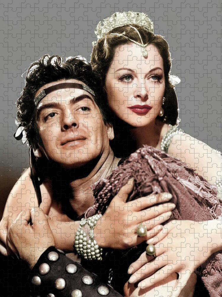 Victor Jigsaw Puzzle featuring the photograph Victor Mature and Hedy Lamarr by Movie World Posters