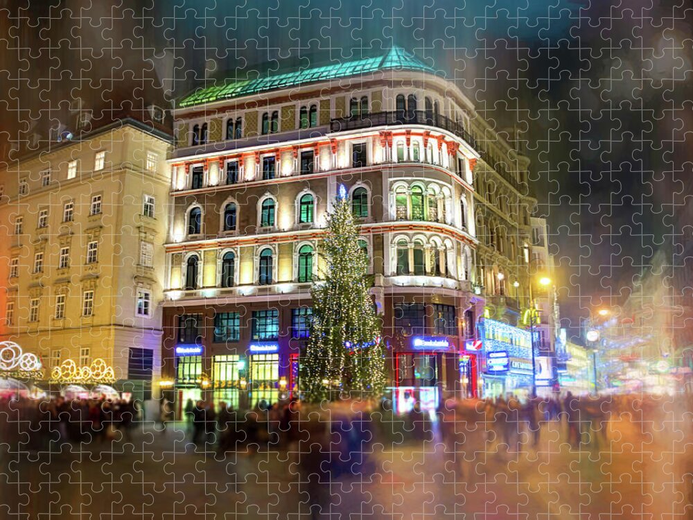 Vienna Jigsaw Puzzle featuring the photograph Vienna Austria By Night by Carol Japp