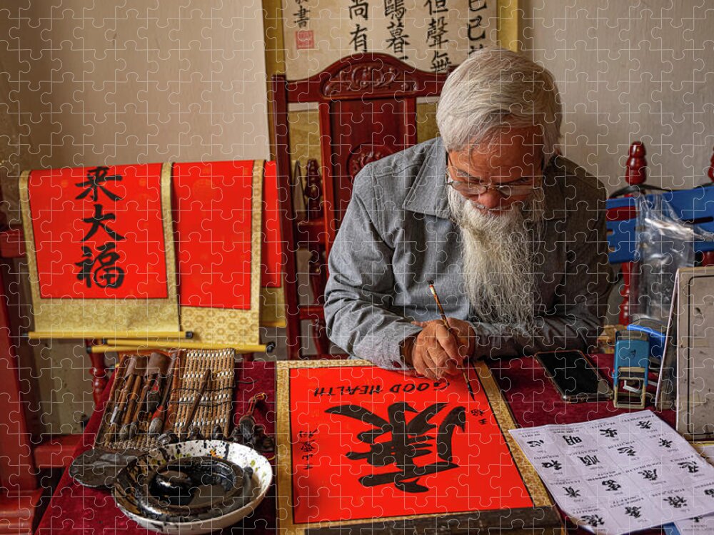 Vietnam Jigsaw Puzzle featuring the photograph Vietnam Teacher by Bill Cubitt