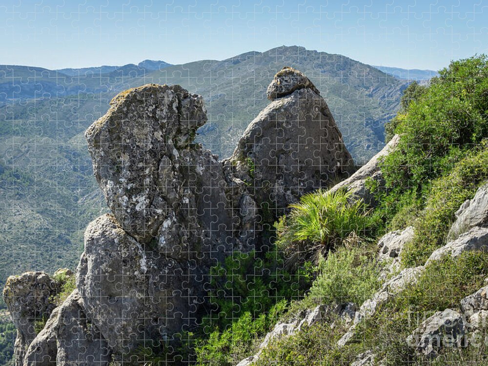Mountains Jigsaw Puzzle featuring the photograph Rock formation and Mediterranean mountain landscape by Adriana Mueller