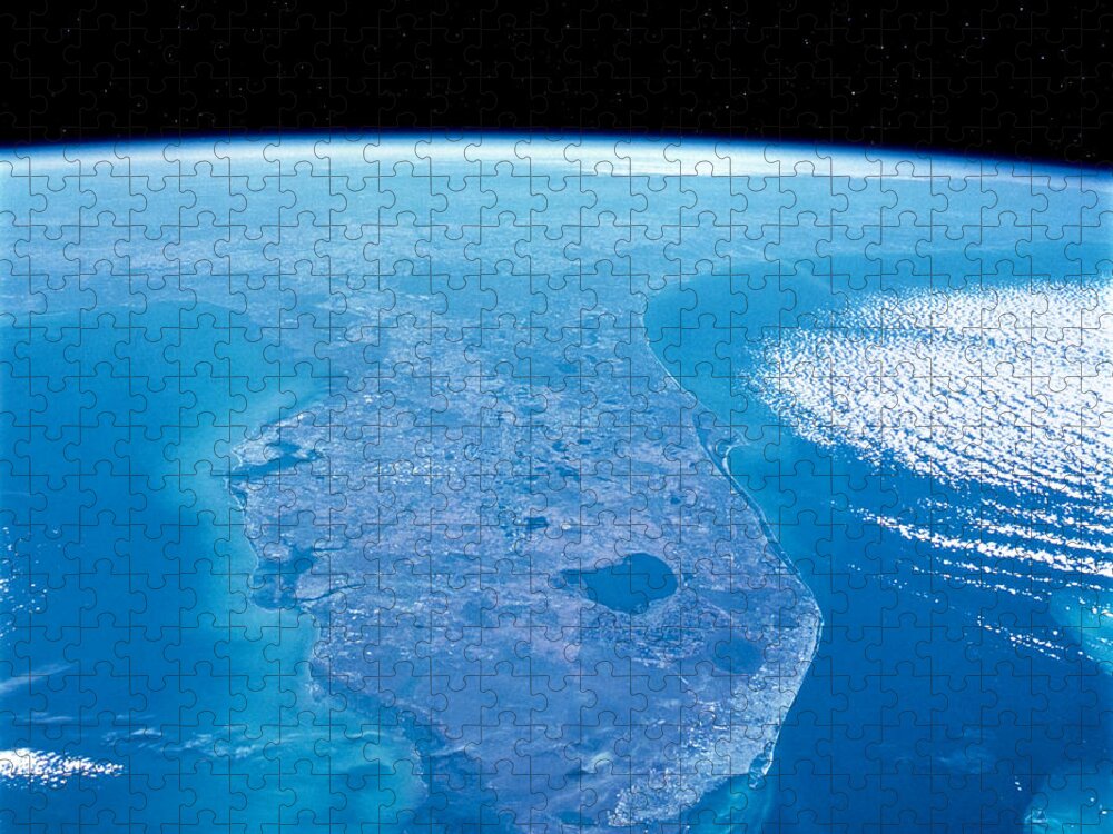 Earth Jigsaw Puzzle featuring the photograph View of Florida from Space by Mark Andrew Thomas
