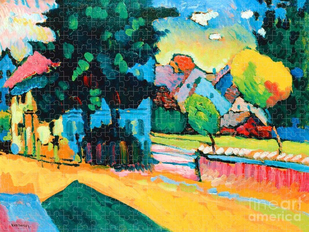 Art History Jigsaw Puzzle featuring the painting View of Murnau, 1908 by Wassily Kandinsky