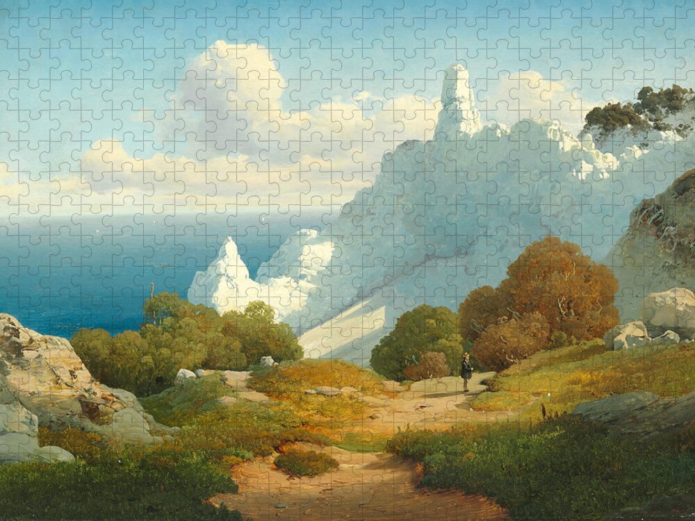 Thorald Brendstrup Jigsaw Puzzle featuring the painting View of Sommerspiret, Mon's Cliff by Thorald Brendstrup