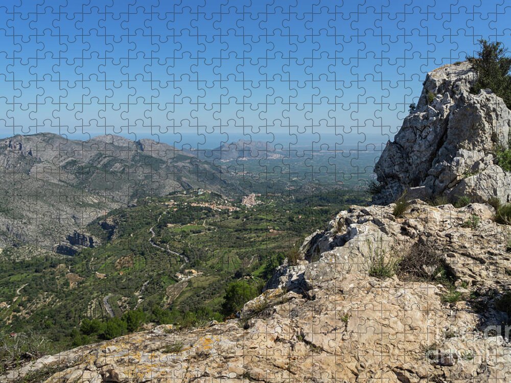 Mountain Ridge Jigsaw Puzzle featuring the photograph Fields and mountains near the Mediterranean coast by Adriana Mueller
