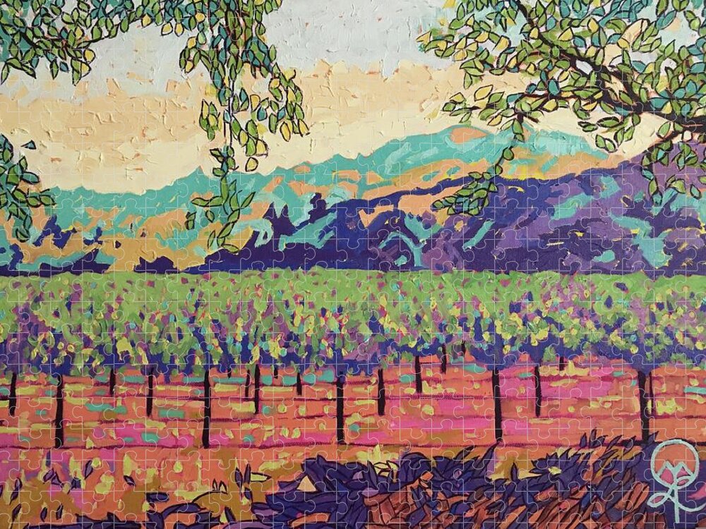 Vineyard View Jigsaw Puzzle featuring the painting Vineyard View by Therese Legere