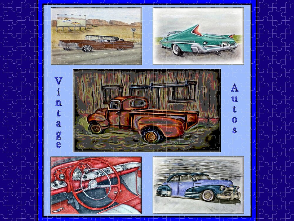 Chevy Jigsaw Puzzle featuring the digital art Vintage Auto Poster by Ronald Mills