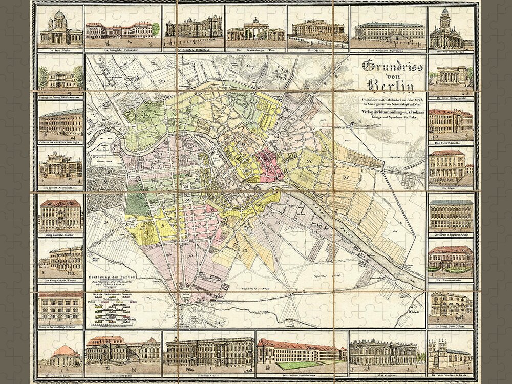Berlin Jigsaw Puzzle featuring the photograph Vintage Map Berlin Germany 1826 by Carol Japp