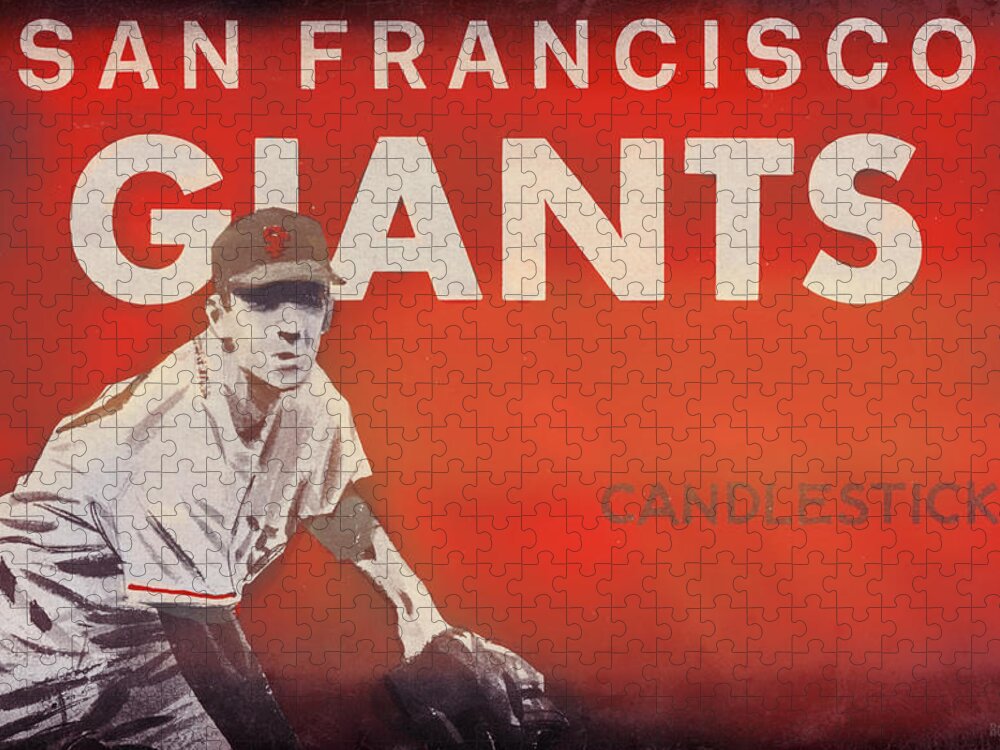 San Francisco Jigsaw Puzzle featuring the mixed media Vintage San Francisco Giants Candlestick Park Art by Row One Brand