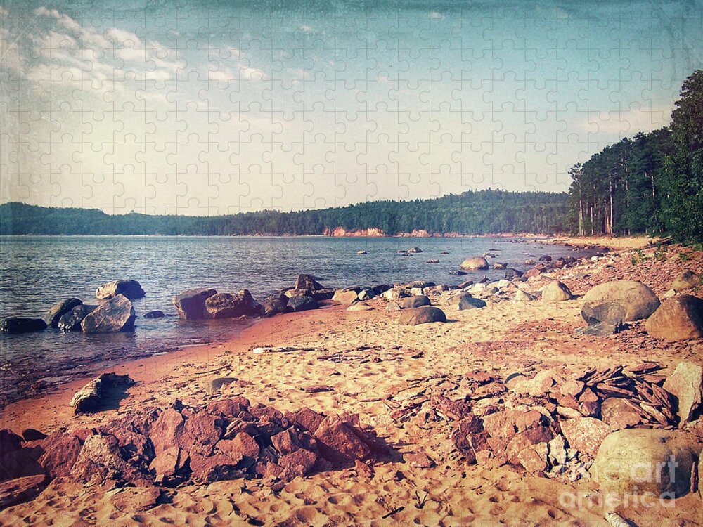 Vintage Jigsaw Puzzle featuring the photograph Vintage Shores of Lake Superior by Phil Perkins