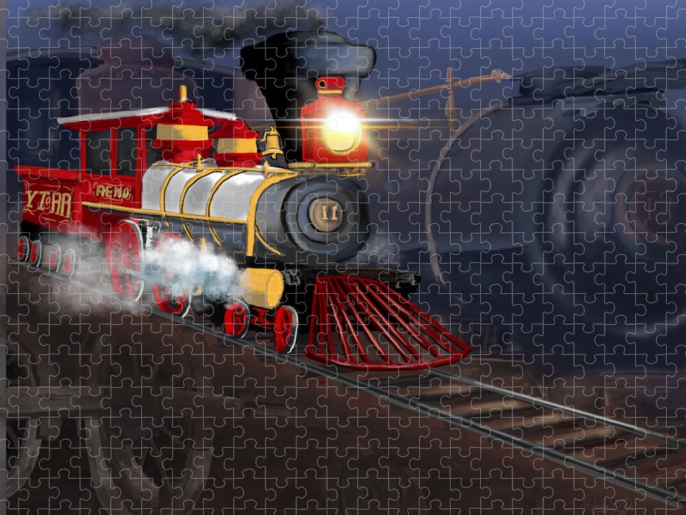 V&t Jigsaw Puzzle featuring the digital art Virginia and Truckee Railroad Reno No 11 Rises from the Ashes by Doug Gist