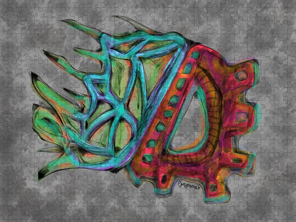 Viruses Jigsaw Puzzle featuring the digital art Clash of the virus titans by Ljev Rjadcenko