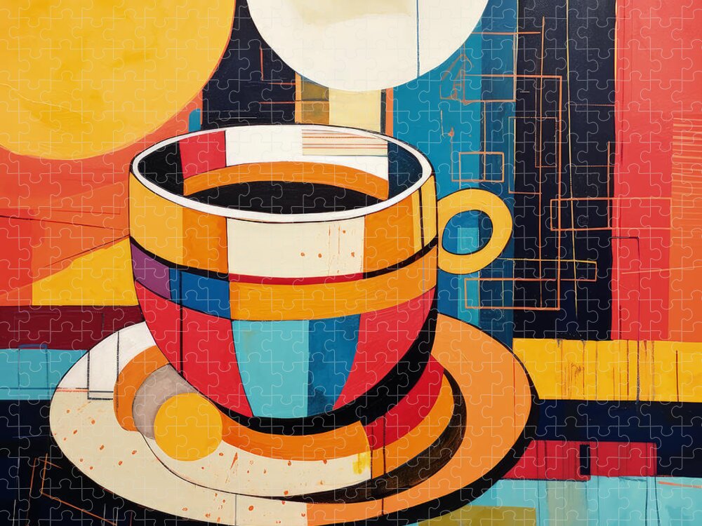 Coffee Jigsaw Puzzle featuring the painting Visual Delight in Every Cup by Lourry Legarde