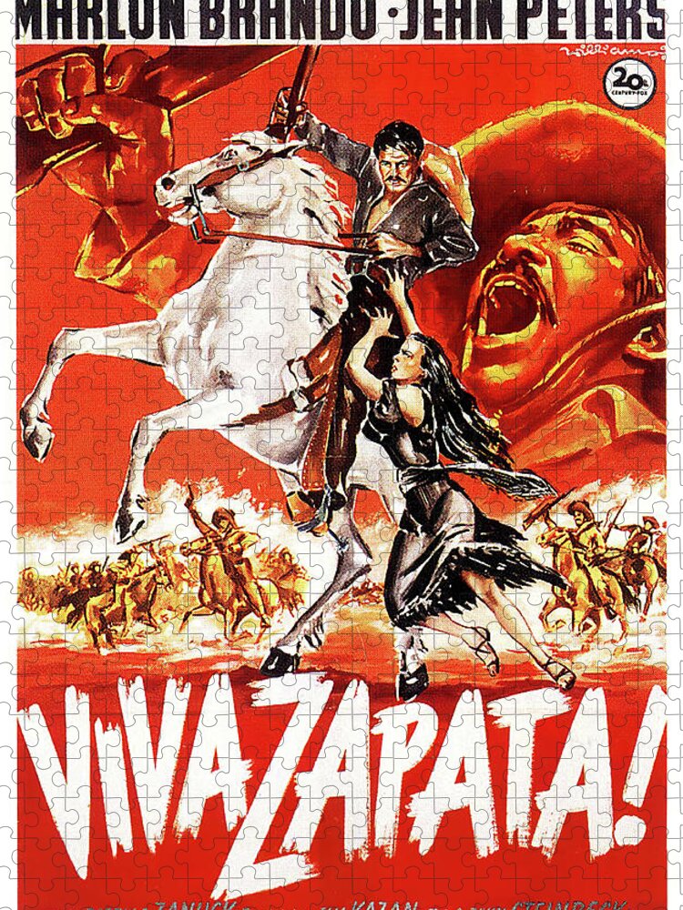 Viva Jigsaw Puzzle featuring the mixed media ''Viva Zapata'' 2, with Marlon Brando and Jean Peters, 1952 by Movie World Posters