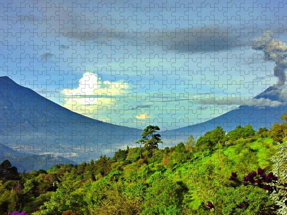 Guatemala Jigsaw Puzzle featuring the photograph Guatemalan Twin Peaks by Andrea Whitaker