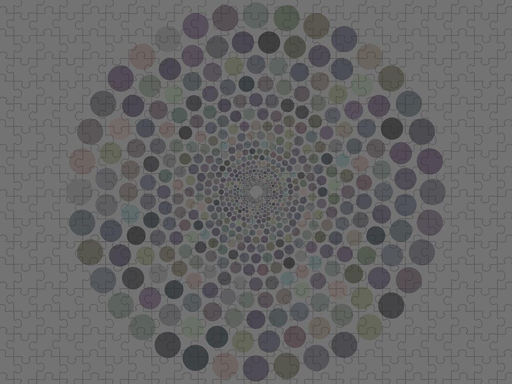  Jigsaw Puzzle featuring the painting Vortex Circle - Gray by Hailey E Herrera