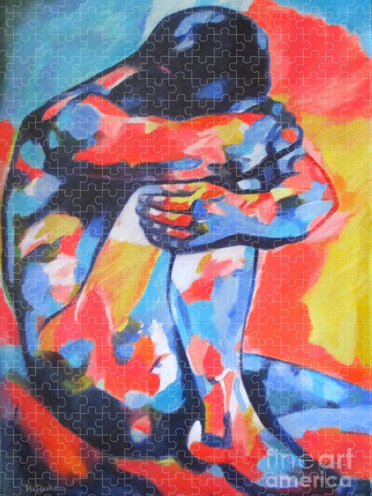 Affordable Paintings For Sale Jigsaw Puzzle featuring the painting Vulnerable Heart by Helena Wierzbicki