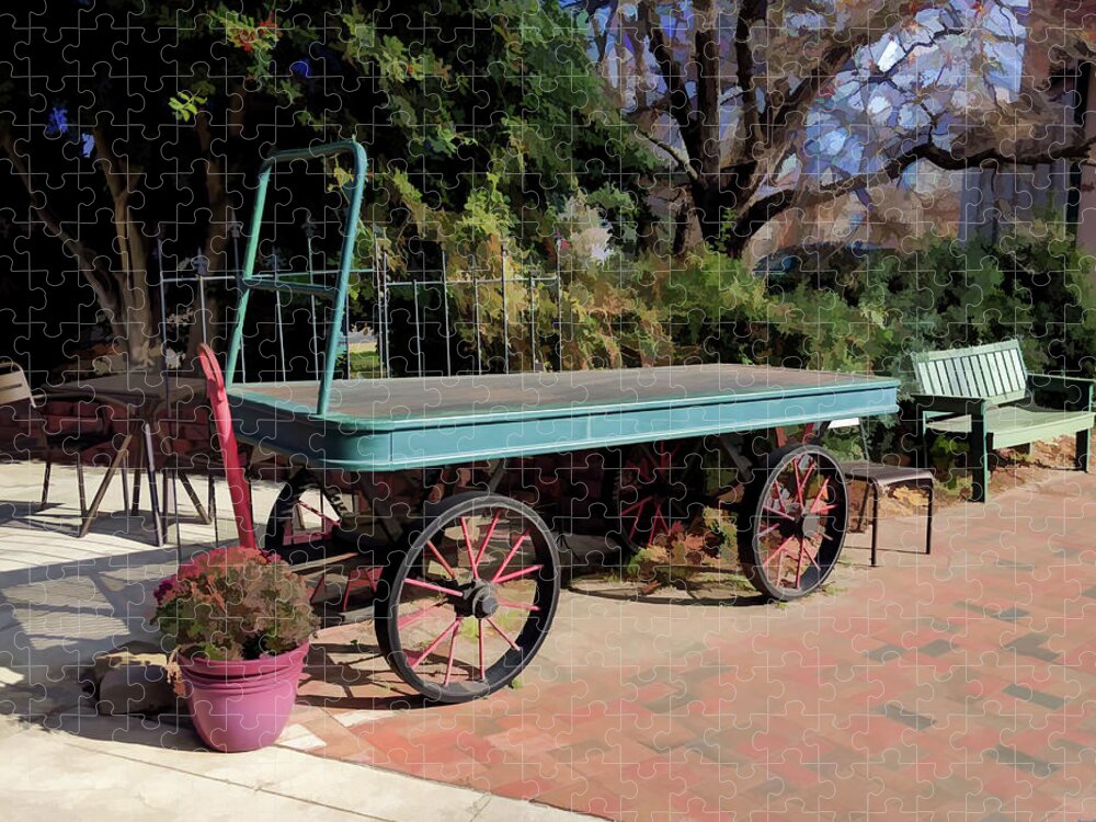 Wagon Jigsaw Puzzle featuring the photograph Wagon in Asheville by Roberta Byram