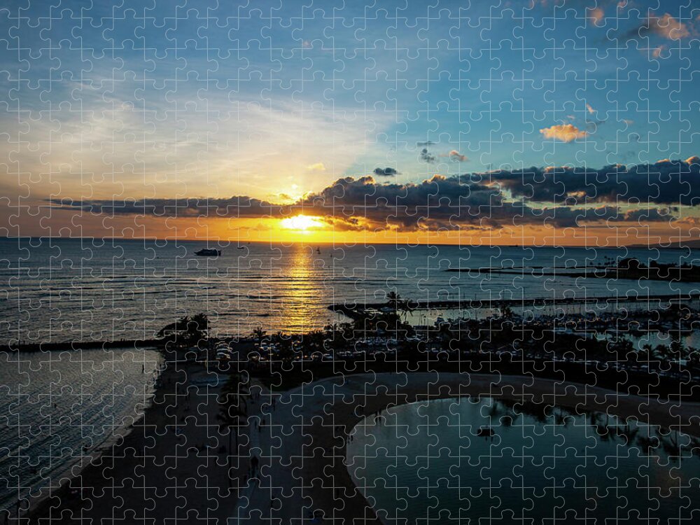 Hawaii Jigsaw Puzzle featuring the photograph Waikiki Sunset 3 by Anthony Jones