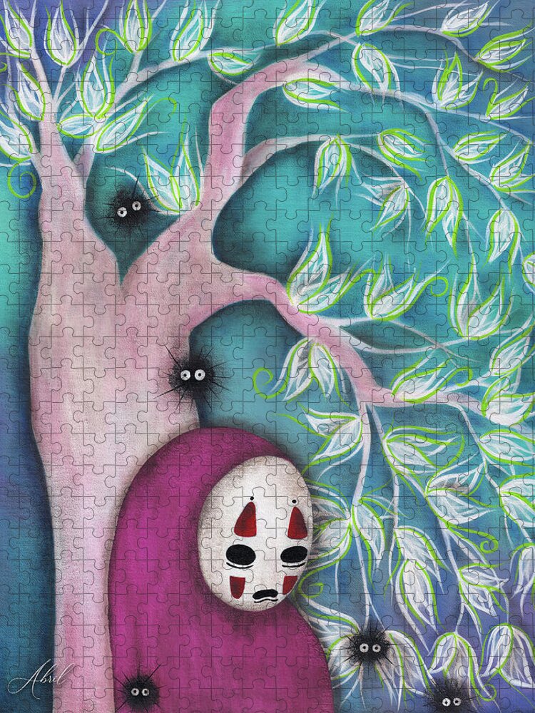 No Face Jigsaw Puzzle featuring the painting Waiting for someone by Abril Andrade