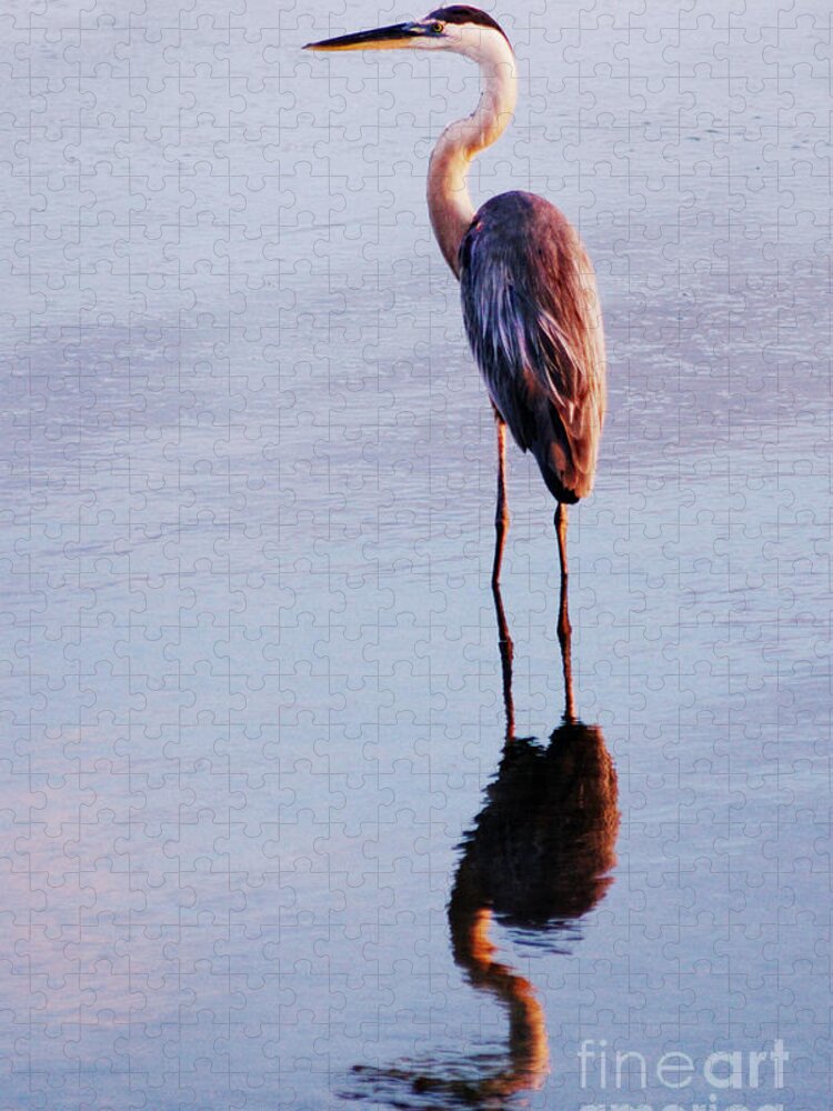 Great Blue Heron Jigsaw Puzzle featuring the photograph Waiting by Hilda Wagner