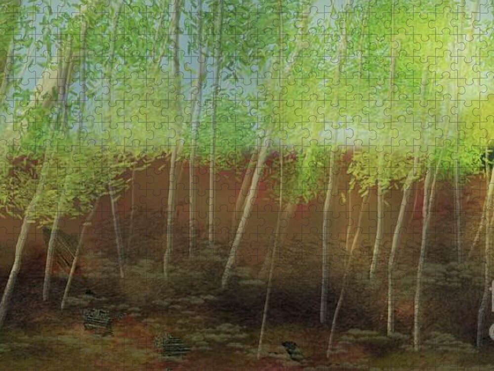 Trees Jigsaw Puzzle featuring the digital art Walk with Nature 2021 by Julie Grimshaw