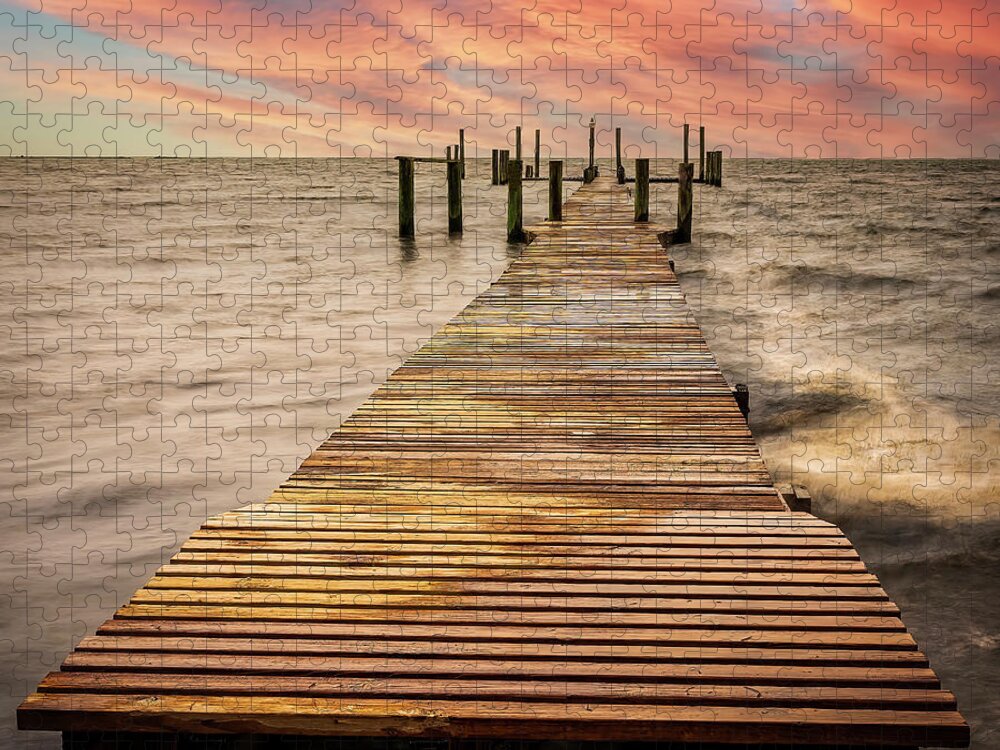 Seas Jigsaw Puzzle featuring the photograph Walkway In The Sea by DB Hayes