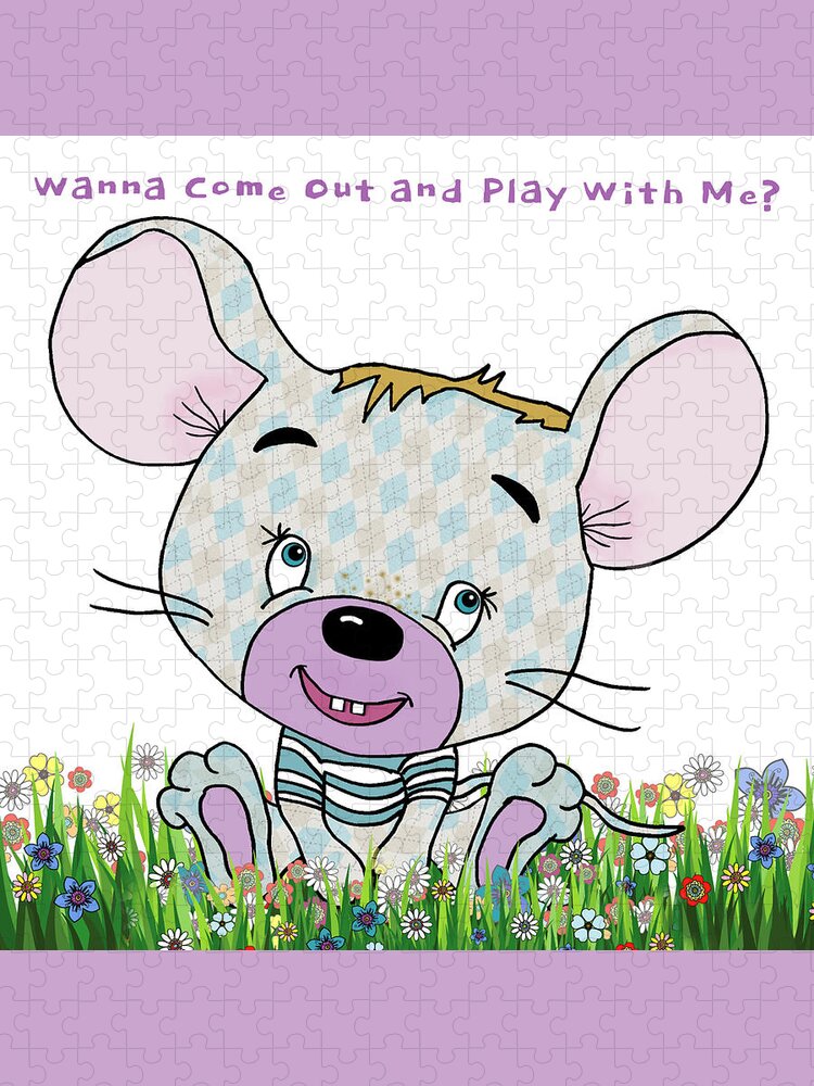 Baby Jigsaw Puzzle featuring the mixed media Wanna Come Out and Play With Me? by Kelly Mills