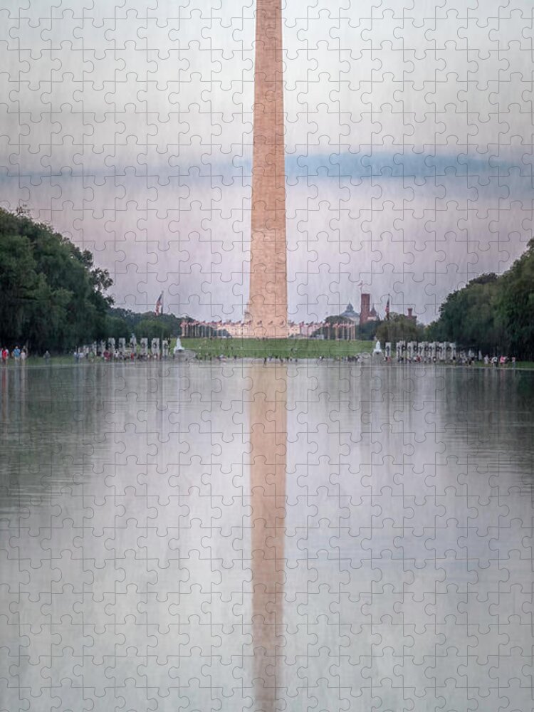 Washington Jigsaw Puzzle featuring the photograph Washington Monument Washington DC Painterly by Joan Carroll
