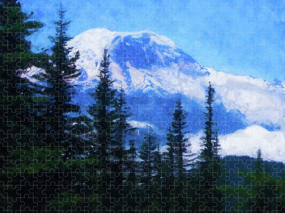 Nature Jigsaw Puzzle featuring the painting Washington, Mt Rainier National Park - 13 by AM FineArtPrints