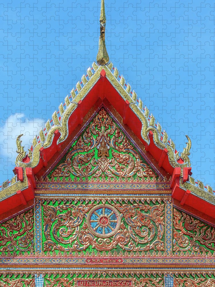 Scenic Jigsaw Puzzle featuring the photograph Wat Kunnathi Ruttharam Hall Gable DTHB2221 by Gerry Gantt