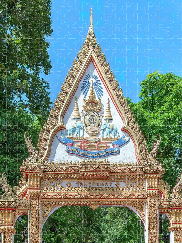 Scenic Jigsaw Puzzle featuring the photograph Wat Maruk Khanakhon Temple Gate DTHNP0058 by Gerry Gantt