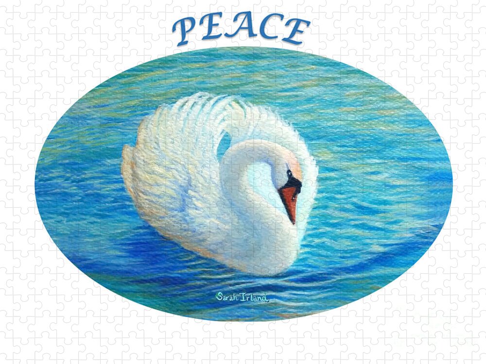 Water Jigsaw Puzzle featuring the painting Water Dance Oval - Peace by Sarah Irland