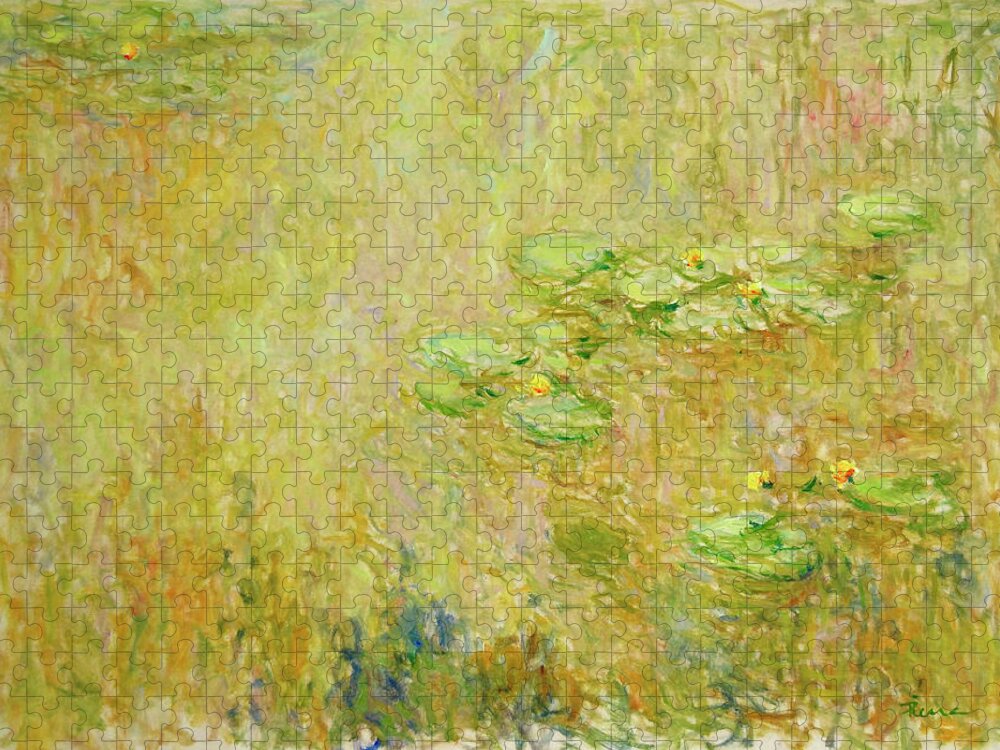 Waterlelies Jigsaw Puzzle featuring the painting Water lilies . Nr.P.002 by Pierre Dijk