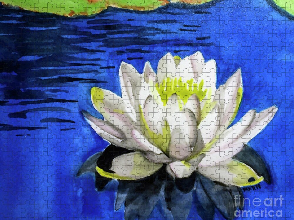 Water Lily Jigsaw Puzzle featuring the painting Water Lily by Marie Dudek Brown