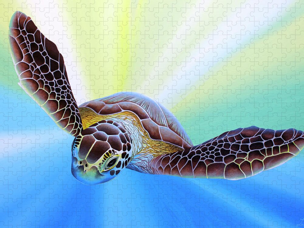 Loggerhead Jigsaw Puzzle featuring the painting Water Wings by William Love