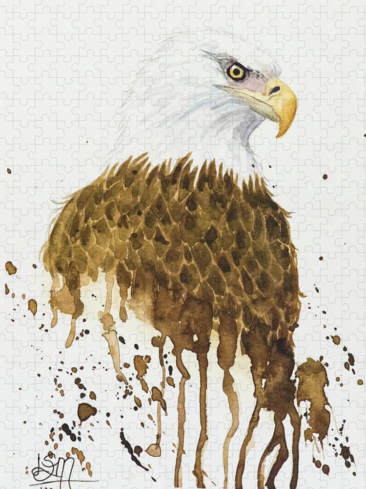 Nature Jigsaw Puzzle featuring the painting Watercolor Eagle by Linda Shannon Morgan
