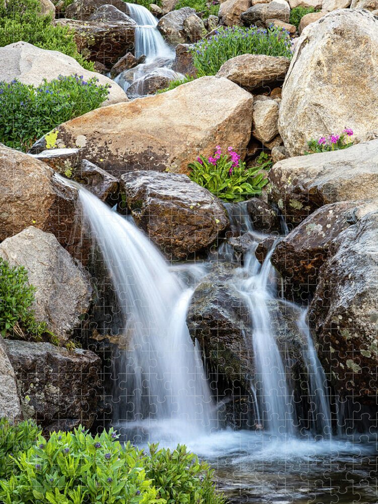 Waterfall Jigsaw Puzzle featuring the photograph Waterfall - Bighorn Mountains by Aaron Spong