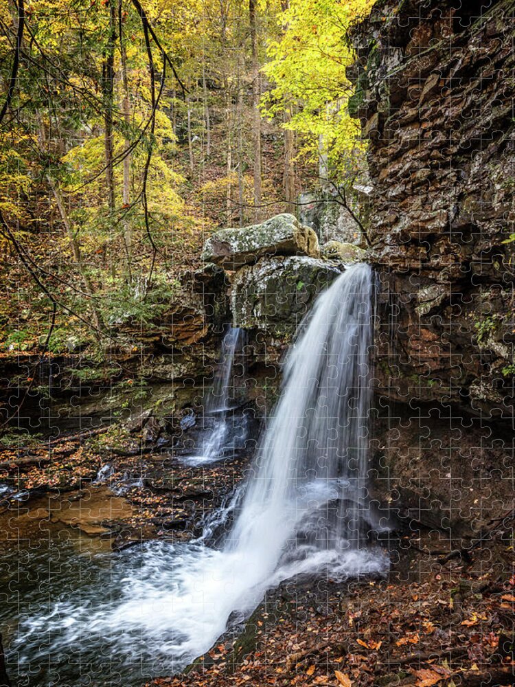 Cherokee Jigsaw Puzzle featuring the photograph Waterfall Cascades in Cloudland Canyon by Debra and Dave Vanderlaan