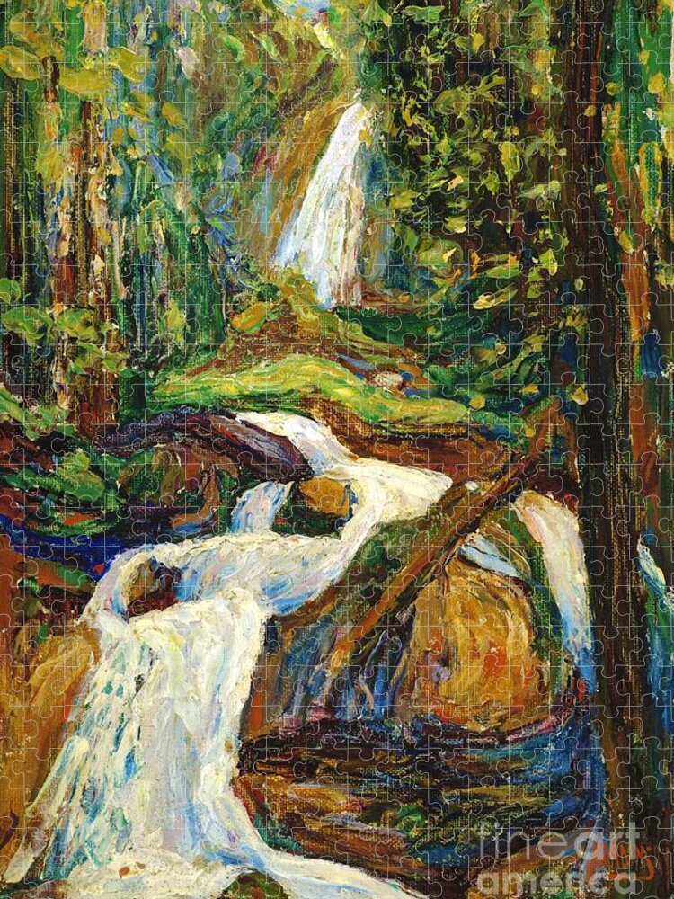 Waterfall I Jigsaw Puzzle featuring the painting Waterfall I, 1900 by Wassily Kandinsky