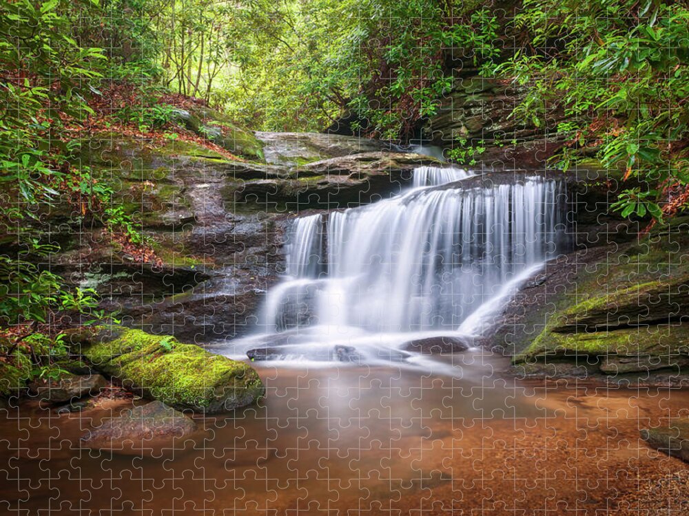 Waterfalls Jigsaw Puzzle featuring the photograph Waterfalls - WNC Waterfall Photography Hidden Falls by Dave Allen