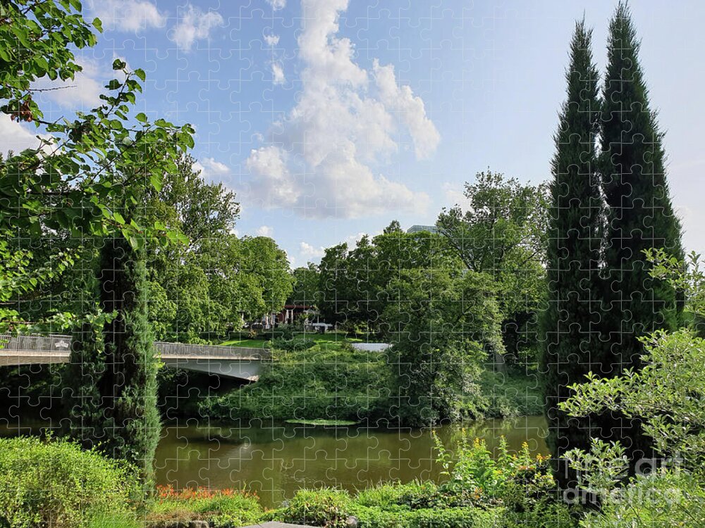 City Jigsaw Puzzle featuring the photograph Waterside View - Planten un Blomen, Hamburg by Yvonne Johnstone